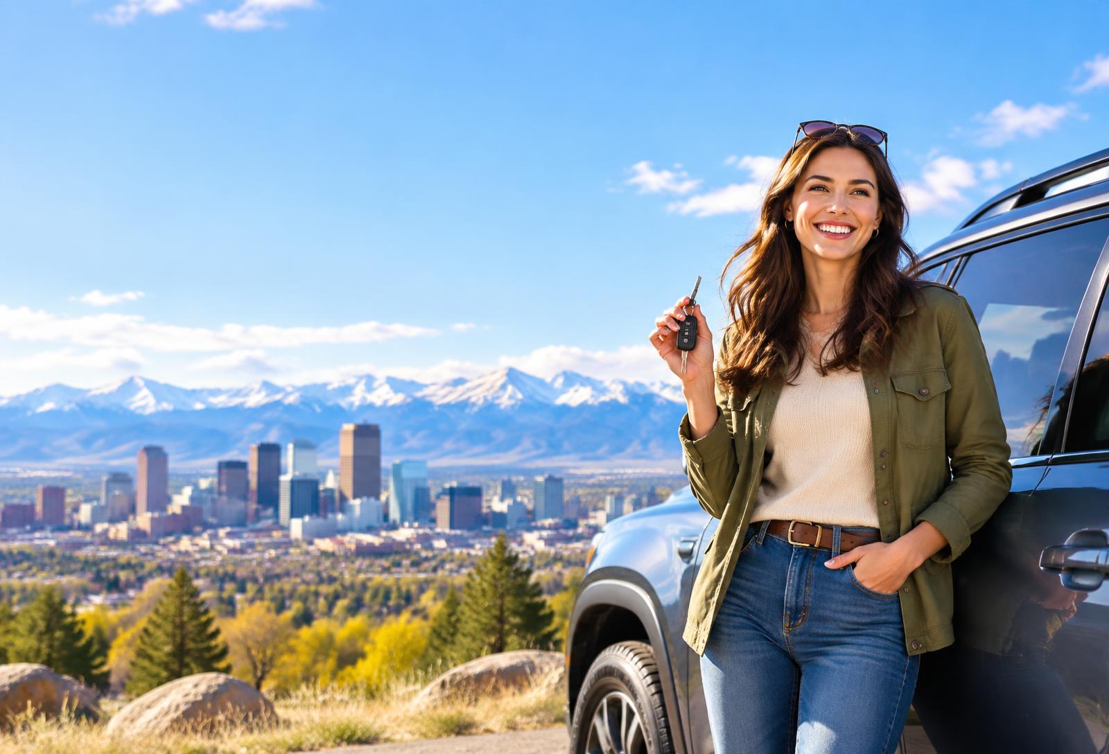 Smiling driver back on the road in Colorado Springs, Colorado
