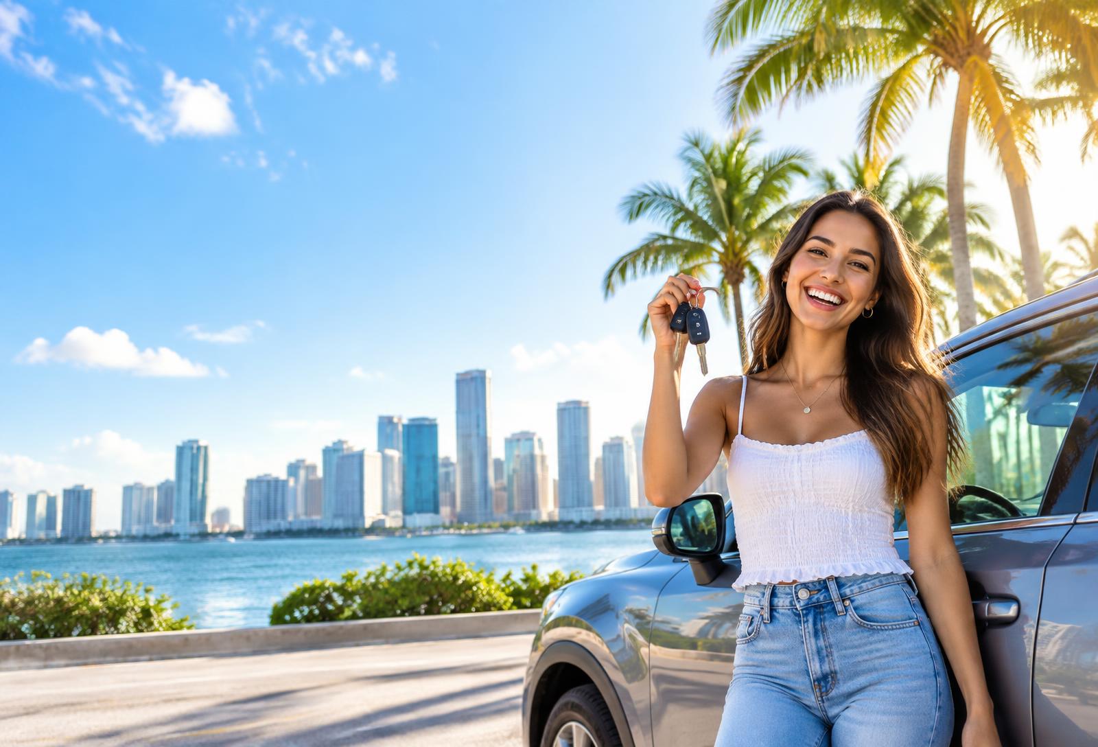 Smiling driver back on the road in Fort Lauderdale, Florida